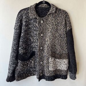 Amy Brill Lagenlook Patchwork Knit Cardigan Jacket – Handcrafted USA, One Size